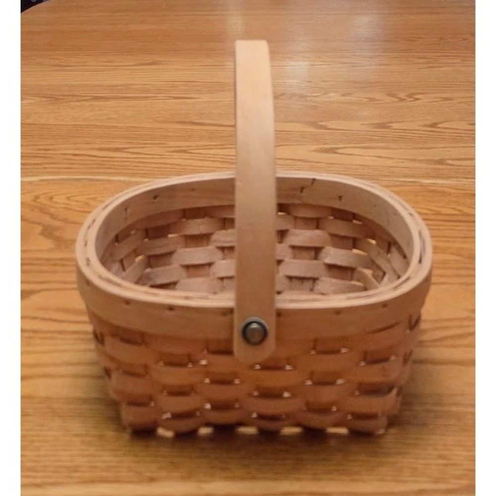 Vintage Wicker Gathering Basket with Handle Small 8" L X 7" W X 4" H